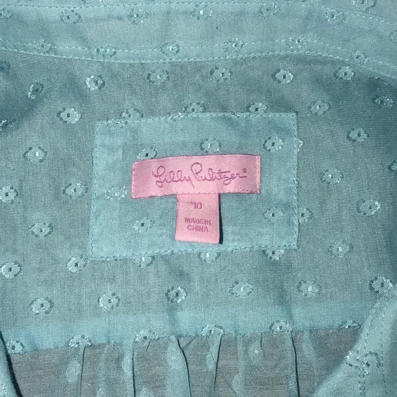 Lilly Pulitzer 10 Teal sheer Women’s Top - Picture 5 of 11
